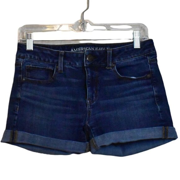 American Eagle Outfitters 360 Super Stretch Midi Denim Jean Shorts Size 4 - Picture 1 of 10